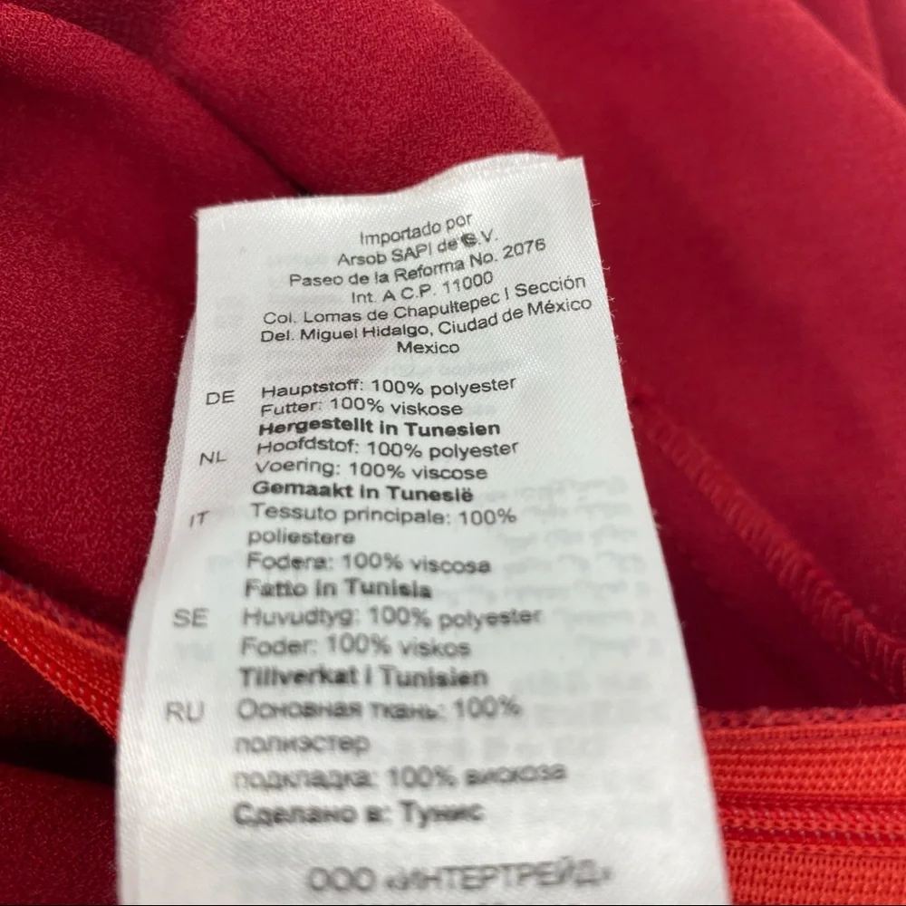 Sandro Red Leana Wrap-effect Satin-crepe Mini Dress 36 = US XS New - Picture 16 of 16